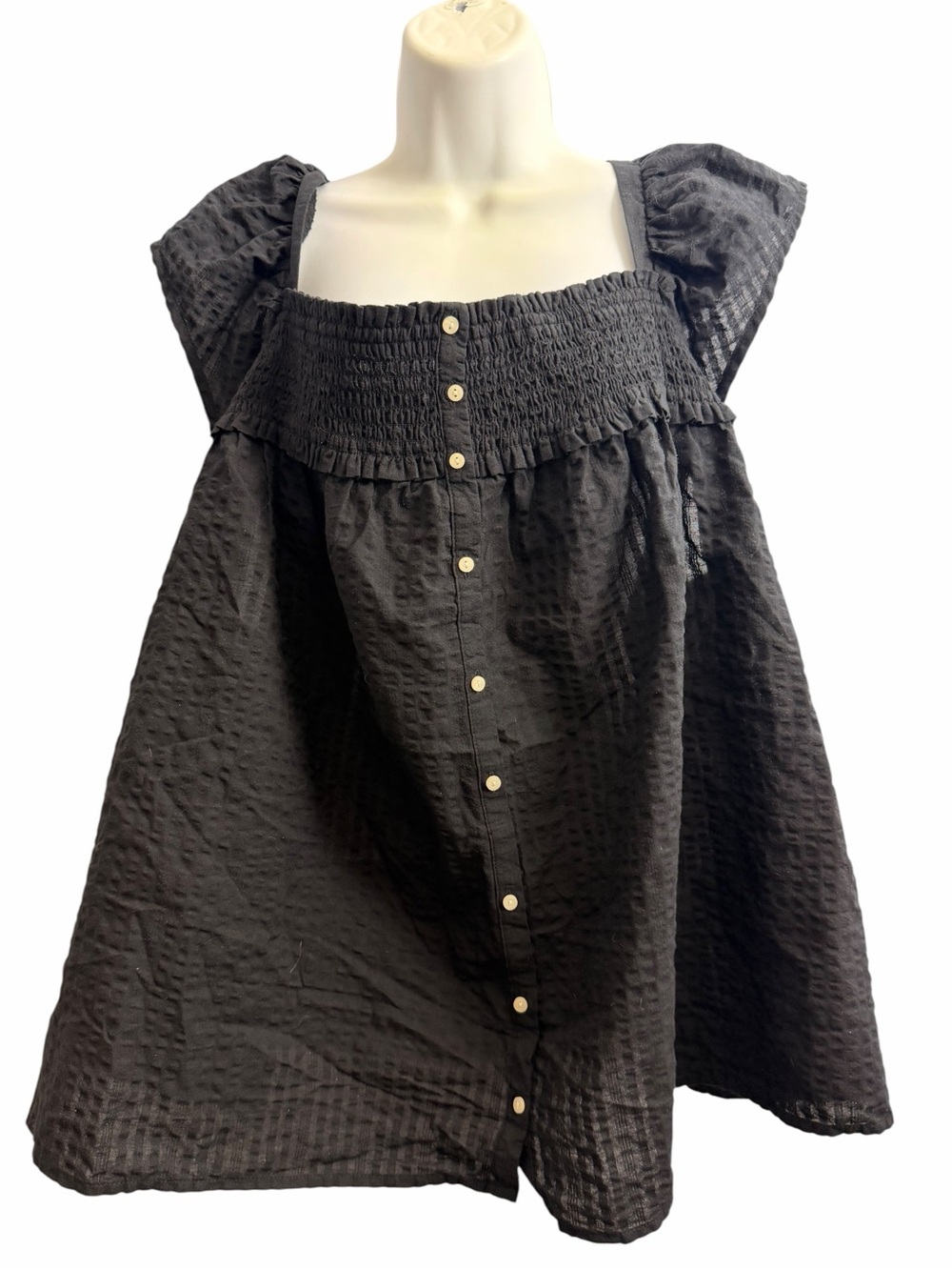 Old Navy Flutter-sleeve Smocked Seersucker Top Size 4X NWT
